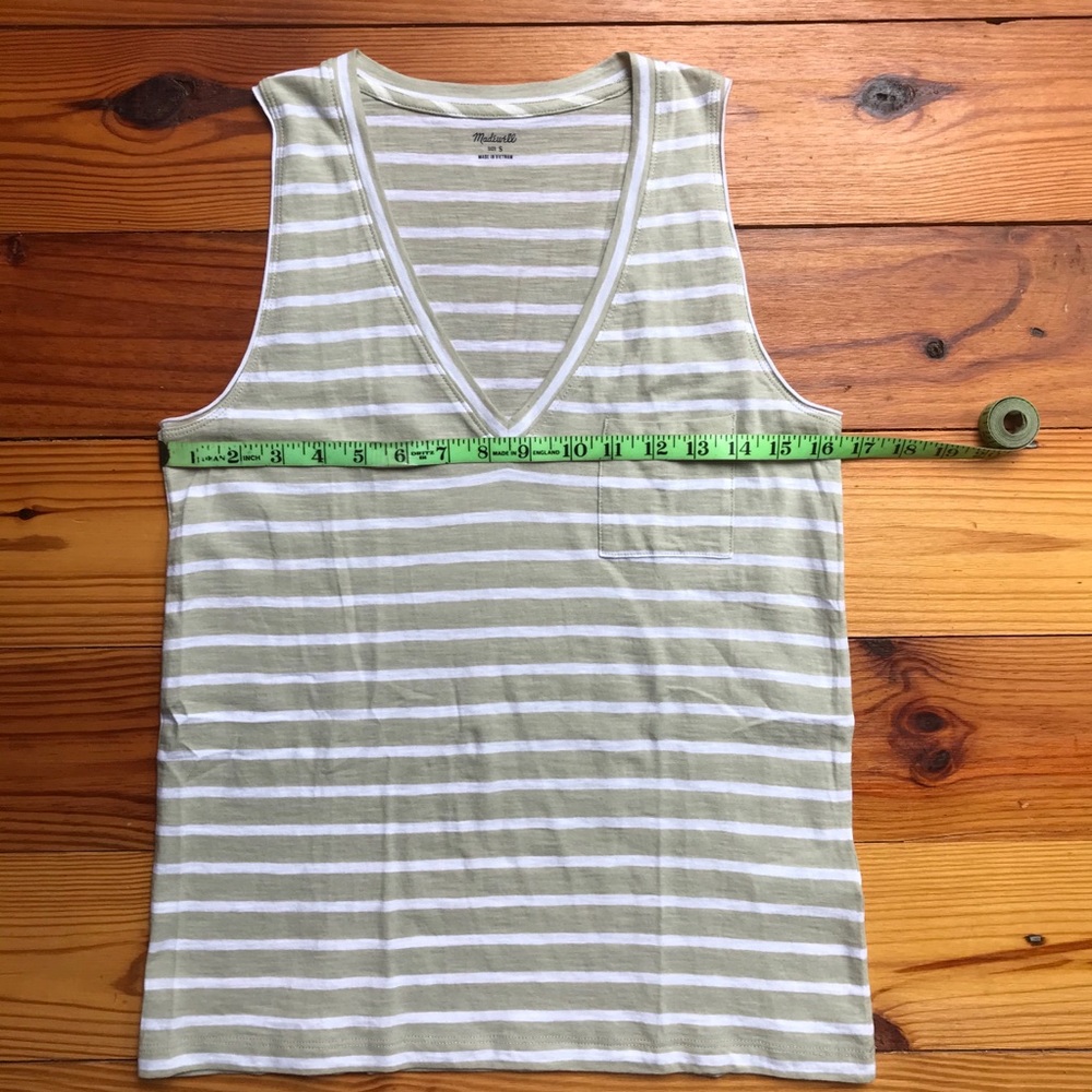 Madewell Green White Striped Tank Top, NWOT, S - Picture 5 of 11